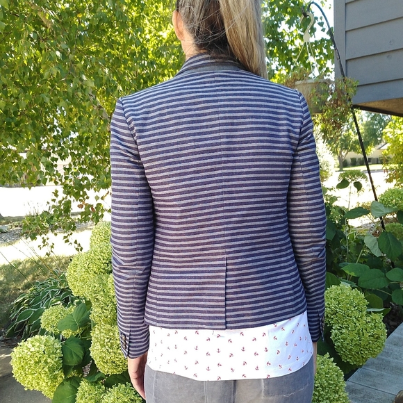 GAP chambray denim stripe blazer 0 (A9) - Picture 6 of 8